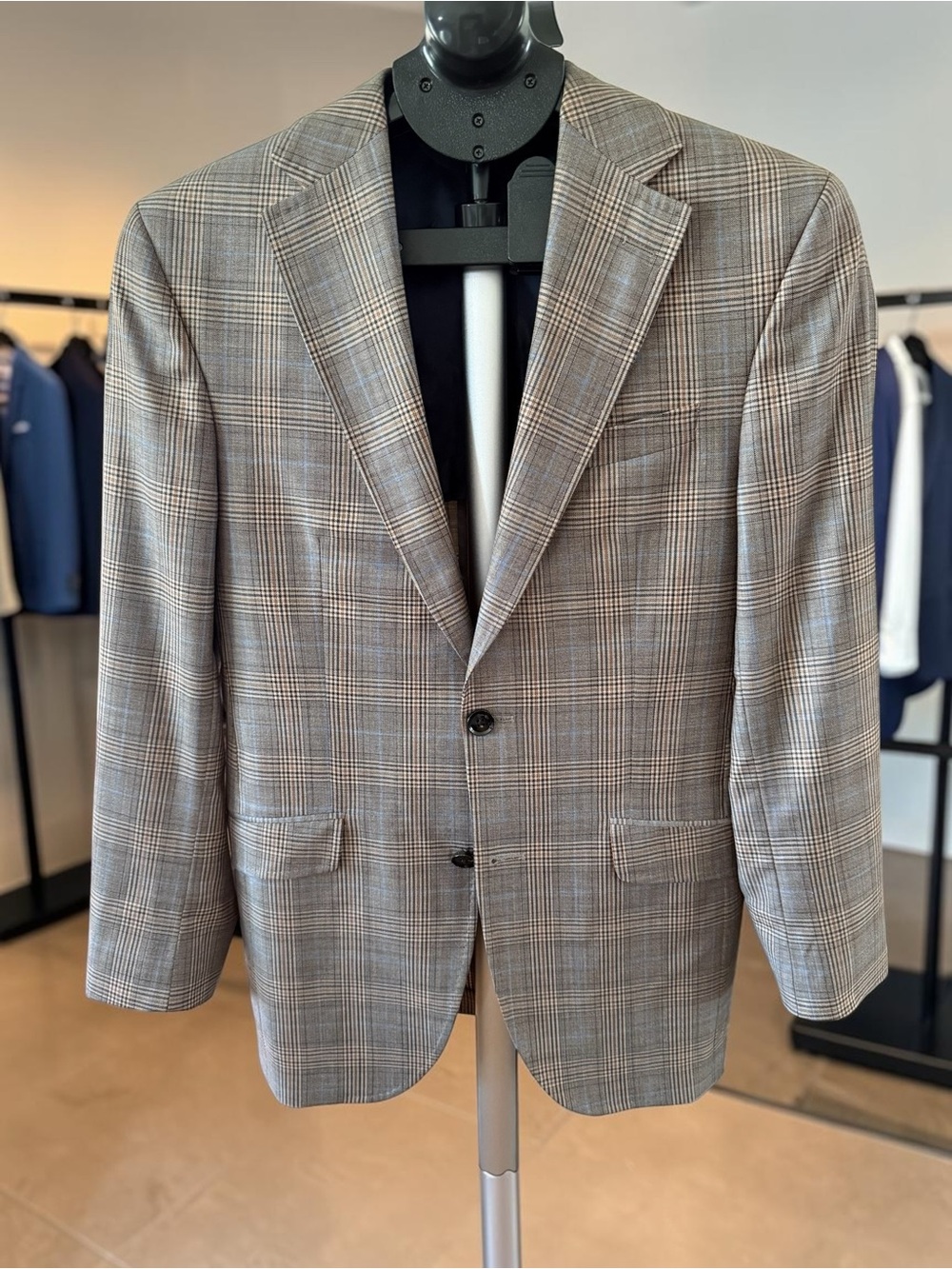 Ted Baker London Brown Plaid Wool Blazer Sport Coat Mens – Blue Windowpane Check